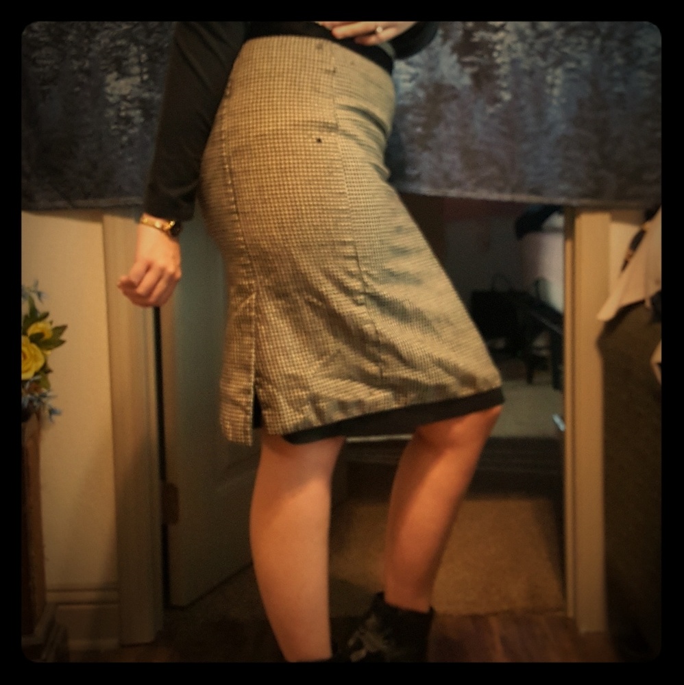 Black and White Checkerboard Pencil Skirt